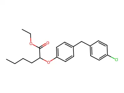 Hexanoic acid, 2-(4-((4-chlorophenyl)methyl)phenoxy)-, ethyl ester, (+-)- structure