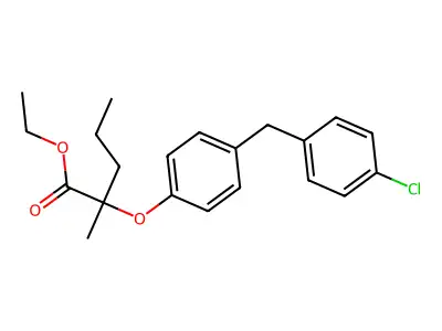 Valeric acid, 2-(4-(4-chlorobenzyl)phenoxy)-2-methyl-, ethyl ester, (+-)- structure