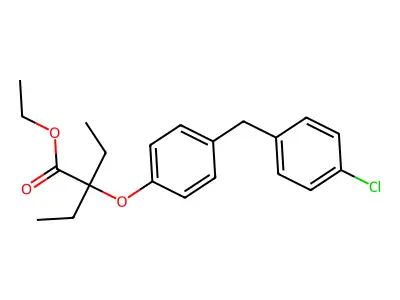 Butanoic acid, 2-(4-((4-chlorophenyl)methyl)phenoxy)-2-ethyl-, ethyl ester structure