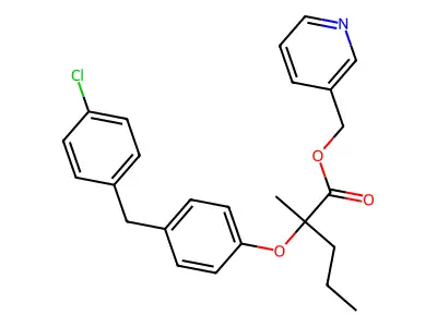 (+-)-2-Methyl-2-(4-(4'-chlorobenzyl)phenoxy)valeric acid 3-pyridylmethyl ester structure