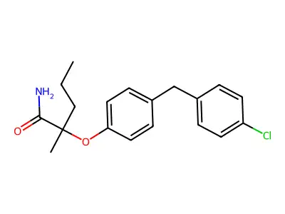Pentanamide, 2-(4-((4-chlorophenyl)methyl)phenoxy)-2-methyl-, (+-)- structure