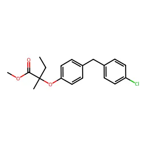 Butyric acid, 2-(4-(4-chlorobenzyl)phenoxy)-2-methyl-, methyl ester, (+-)- structure