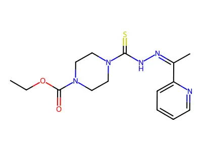 Ethyl 4-[(1-pyridin-2-ylethylideneamino)carbamothioyl]piperazine-1-carboxylate structure