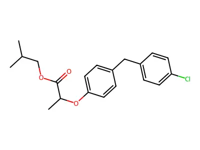 Propionic acid, 2-(4-(4-chlorobenzyl)phenoxy)-, isobutyl ester, (+-)- structure