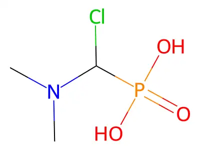 ((Dimethylamino)chloromethyl)phosphonic acid structure
