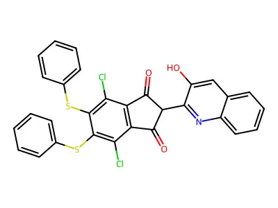 1H-Indene-1,3(2H)-dione, 4,7-dichloro-2-(3-hydroxy-2-quinolinyl)-5,6-bis(phenylthio)- structure