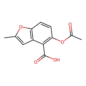 4-Benzofurancarboxylic acid, 5-hydroxy-2-methyl-, acetate structure