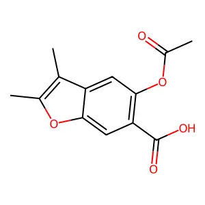 6-Benzofurancarboxylic acid, 2,3-dimethyl-5-hydroxy-, acetate structure