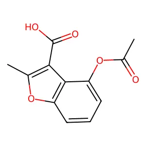 3-Benzofurancarboxylic acid, 4-hydroxy-2-methyl-, acetate structure