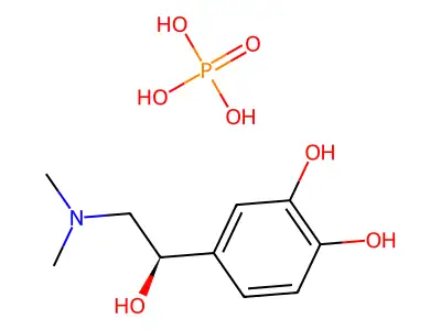 (R)-4-(2-(Dimethylamino)-1-hydroxyethyl)-1,2-benzenediol phosphate (1:1) structure