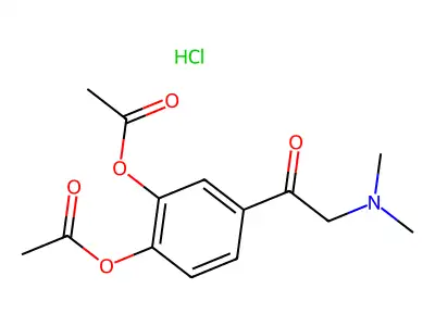 Ethanone, 1-(3,4-bis(acetyloxy)phenyl)-2-(dimethylamino)-, hydrochloride structure