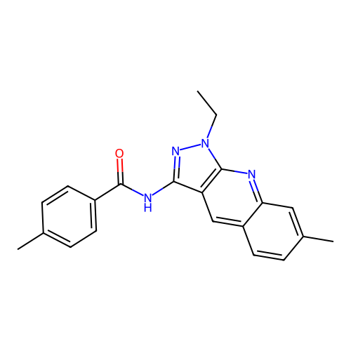 N-(1-ethyl-7-methylpyrazolo[3,4-b]quinolin-3-yl)-4-methylbenzamide structure