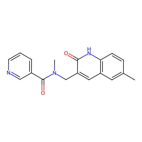 N-((2-hydroxy-6-methylquinolin-3-yl)methyl)-N-methylnicotinamide structure