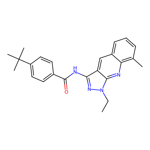 4-tert-butyl-N-(1-ethyl-8-methylpyrazolo[3,4-b]quinolin-3-yl)benzamide structure