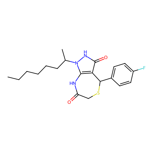 4-(4-fluorophenyl)-1-octan-2-yl-4,8-dihydro-2H-pyrazolo[3,4-e][1,4]thiazepine-3,7-dione structure