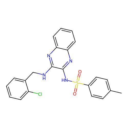 N-(3-((2-chlorobenzyl)amino)quinoxalin-2-yl)-4-methylbenzenesulfonamide structure