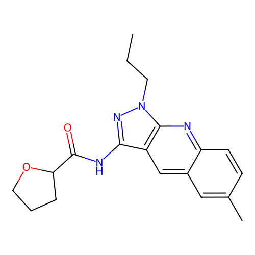 N-(6-methyl-1-propylpyrazolo[3,4-b]quinolin-3-yl)oxolane-2-carboxamide structure