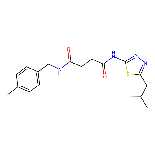 N1-(5-isobutyl-1,3,4-thiadiazol-2-yl)-N4-(4-methylbenzyl)succinamide structure