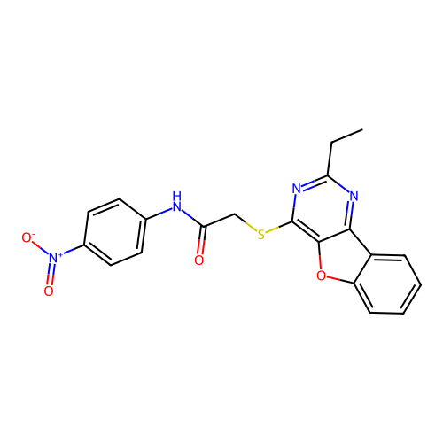 2-((2-ethylbenzofuro[3,2-d]pyrimidin-4-yl)thio)-N-(4-nitrophenyl)acetamide structure