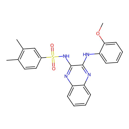 N-(3-((2-methoxyphenyl)amino)quinoxalin-2-yl)-3,4-dimethylbenzenesulfonamide structure