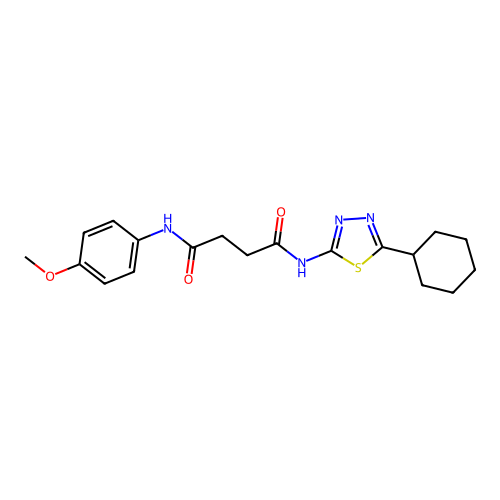 N'-(5-cyclohexyl-1,3,4-thiadiazol-2-yl)-N-(4-methoxyphenyl)butanediamide structure