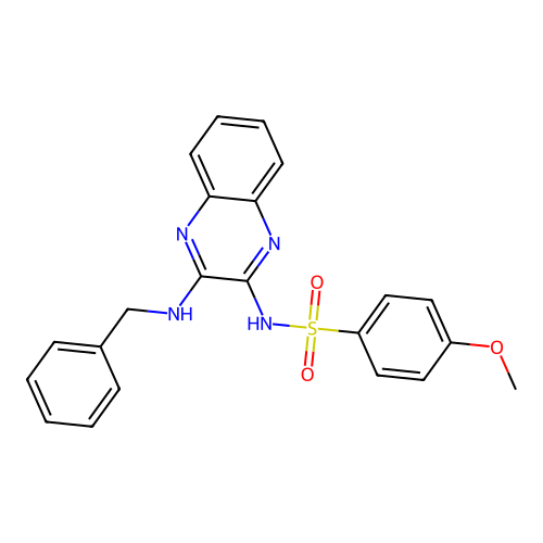 N-[3-(benzylamino)quinoxalin-2-yl]-4-methoxybenzenesulfonamide structure