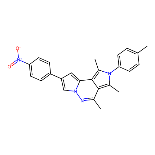 1,3,4-trimethyl-8-(4-nitrophenyl)-2-(p-tolyl)-2H-dipyrrolo[1,2-b:3',4'-d]pyridazine structure