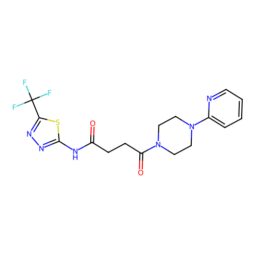 4-oxo-4-(4-pyridin-2-ylpiperazin-1-yl)-N-[5-(trifluoromethyl)-1,3,4-thiadiazol-2-yl]butanamide structure