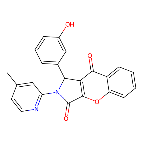 1-(3-hydroxyphenyl)-2-(4-methylpyridin-2-yl)-1,2-dihydrochromeno[2,3-c]pyrrole-3,9-dione structure