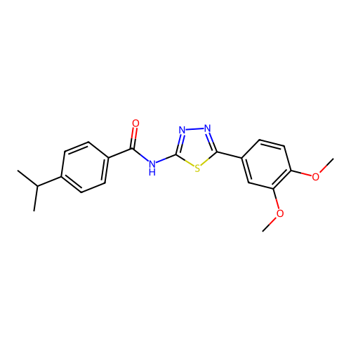 N-(5-(3,4-dimethoxyphenyl)-1,3,4-thiadiazol-2-yl)-4-isopropylbenzamide structure
