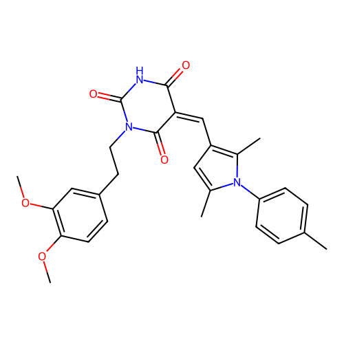 (5Z)-1-[2-(3,4-dimethoxyphenyl)ethyl]-5-[[2,5-dimethyl-1-(4-methylphenyl)pyrrol-3-yl]methylidene]-1,3-diazinane-2,4,6-trione structure