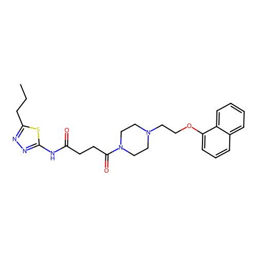 4-[4-(2-naphthalen-1-yloxyethyl)piperazin-1-yl]-4-oxo-N-(5-propyl-1,3,4-thiadiazol-2-yl)butanamide structure