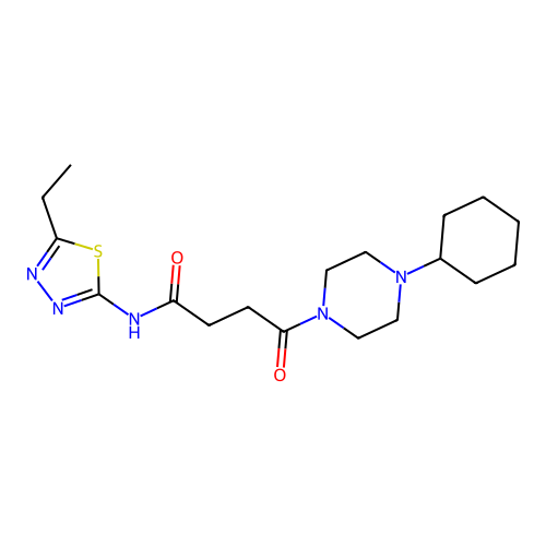 4-(4-cyclohexylpiperazin-1-yl)-N-(5-ethyl-1,3,4-thiadiazol-2-yl)-4-oxobutanamide structure