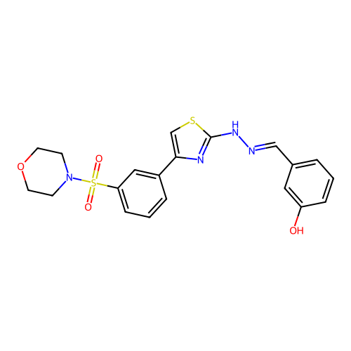 (E)-3-((2-(4-(3-(morpholinosulfonyl)phenyl)thiazol-2-yl)hydrazono)methyl)phenol structure