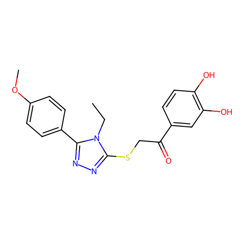 1-(3,4-dihydroxyphenyl)-2-[[4-ethyl-5-(4-methoxyphenyl)-1,2,4-triazol-3-yl]sulfanyl]ethanone structure