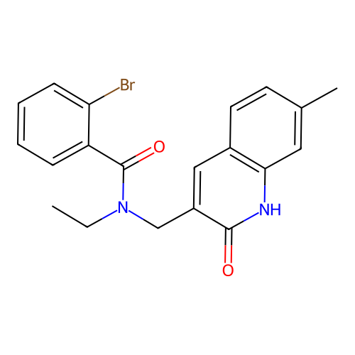 2-bromo-N-ethyl-N-[(7-methyl-2-oxo-1H-quinolin-3-yl)methyl]benzamide structure