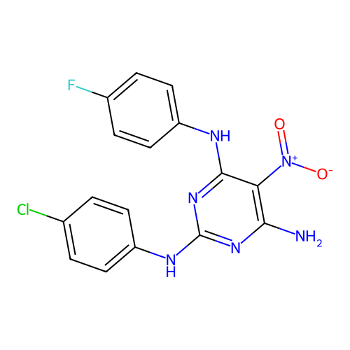 {6-Amino-2-[(4-chlorophenyl)amino]-5-nitropyrimidin-4-yl}(4-fluorophenyl)amine structure