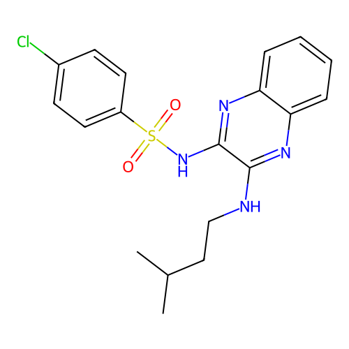 4-chloro-N-[3-(isopentylamino)-2-quinoxalinyl]benzenesulfonamide structure