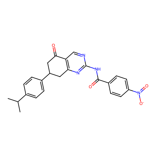 4-nitro-N-{5-oxo-7-[4-(propan-2-yl)phenyl]-5,6,7,8-tetrahydroquinazolin-2-yl}benzamide structure