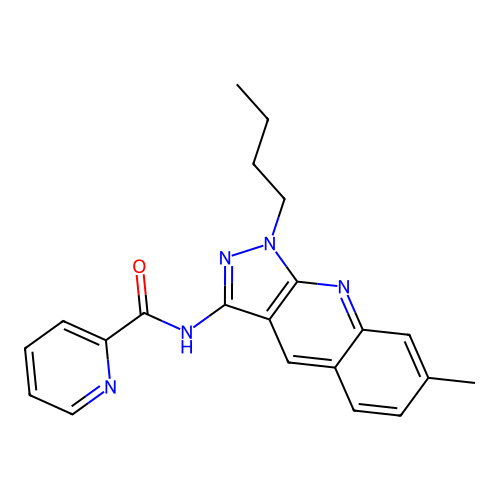 N-(1-butyl-7-methylpyrazolo[3,4-b]quinolin-3-yl)pyridine-2-carboxamide structure
