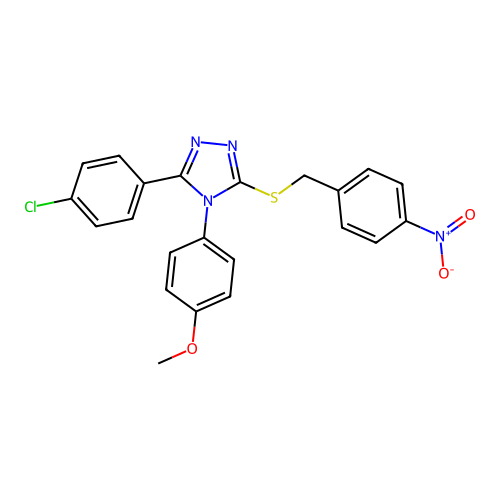 3-(4-chlorophenyl)-4-(4-methoxyphenyl)-5-[(4-nitrophenyl)methylsulfanyl]-1,2,4-triazole structure