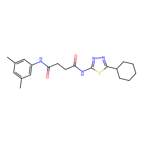 N'-(5-cyclohexyl-1,3,4-thiadiazol-2-yl)-N-(3,5-dimethylphenyl)butanediamide structure