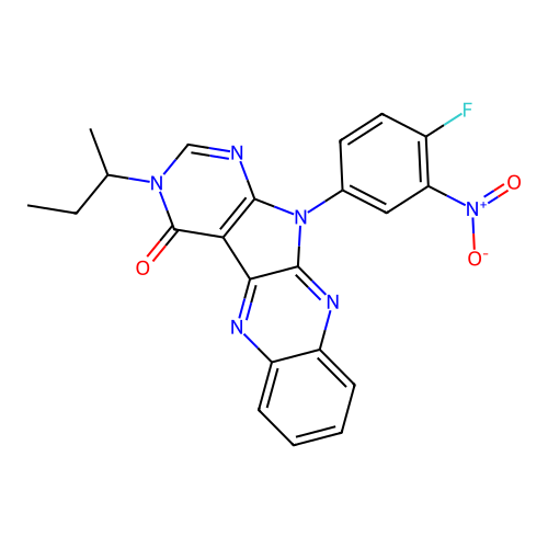 3-(butan-2-yl)-11-(4-fluoro-3-nitrophenyl)-3,11-dihydro-4H-pyrimido[5',4':4,5]pyrrolo[2,3-b]quinoxalin-4-one structure