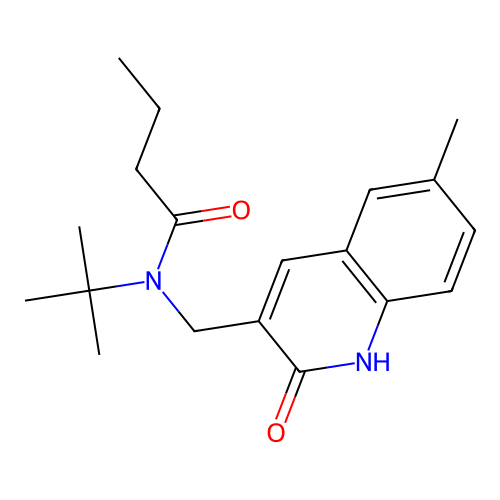 N-tert-butyl-N-[(6-methyl-2-oxo-1H-quinolin-3-yl)methyl]butanamide structure