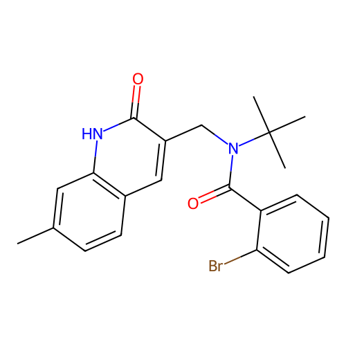 2-bromo-N-tert-butyl-N-[(7-methyl-2-oxo-1H-quinolin-3-yl)methyl]benzamide structure