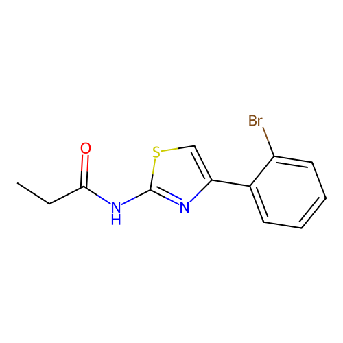 N-[(2E)-4-(2-bromophenyl)-1,3-thiazol-2(3H)-ylidene]propanamide structure
