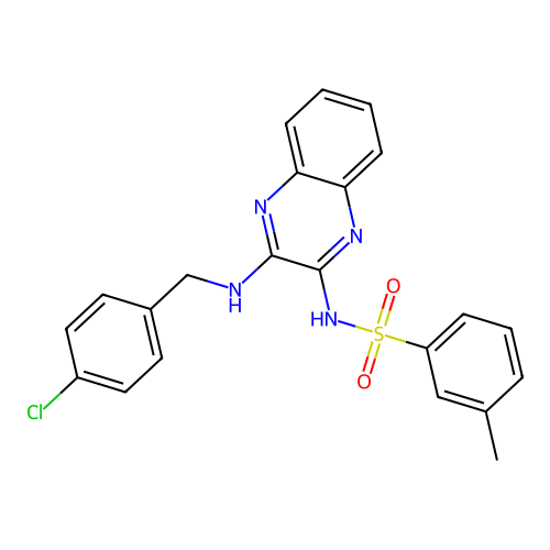 N-(3-((4-chlorobenzyl)amino)quinoxalin-2-yl)-3-methylbenzenesulfonamide structure