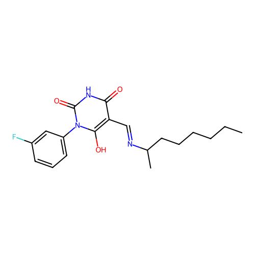 1-(3-fluorophenyl)-5-[(octan-2-ylamino)methylidene]-1,3-diazinane-2,4,6-trione structure