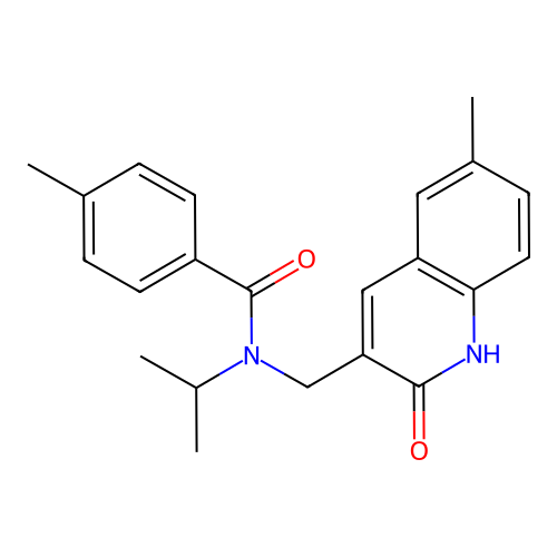 4-methyl-N-[(6-methyl-2-oxo-1H-quinolin-3-yl)methyl]-N-propan-2-ylbenzamide structure