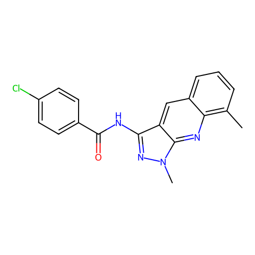 4-chloro-N-(1,8-dimethylpyrazolo[3,4-b]quinolin-3-yl)benzamide structure